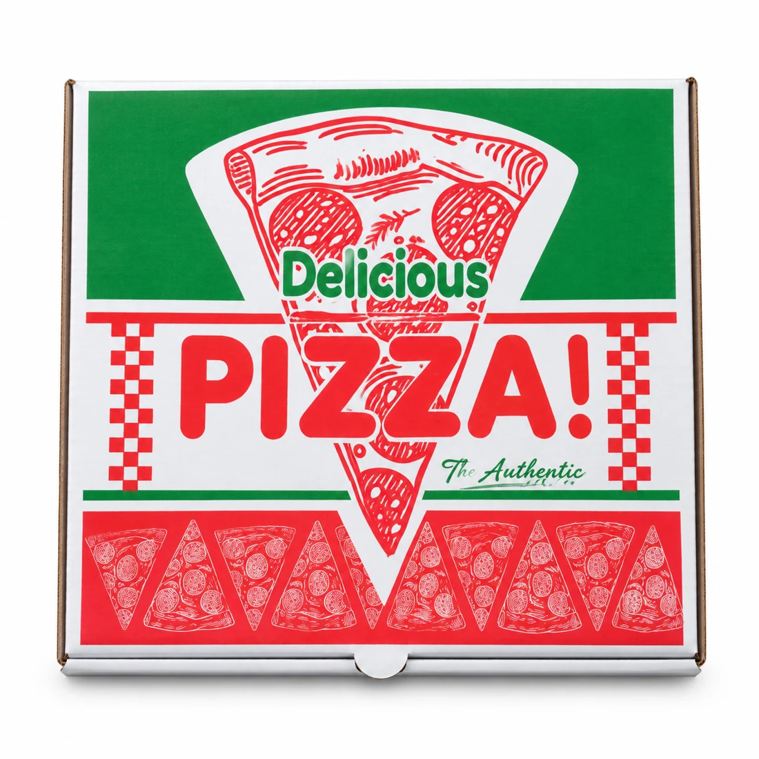 Delicious Pizza box on a clean white studio background